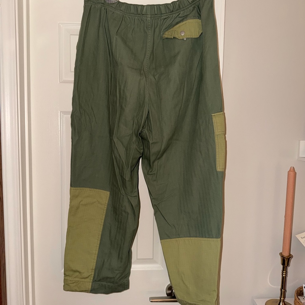 BDG Two-Tone Olive Patchwork Wide Leg Pants - Picture 2 of 6